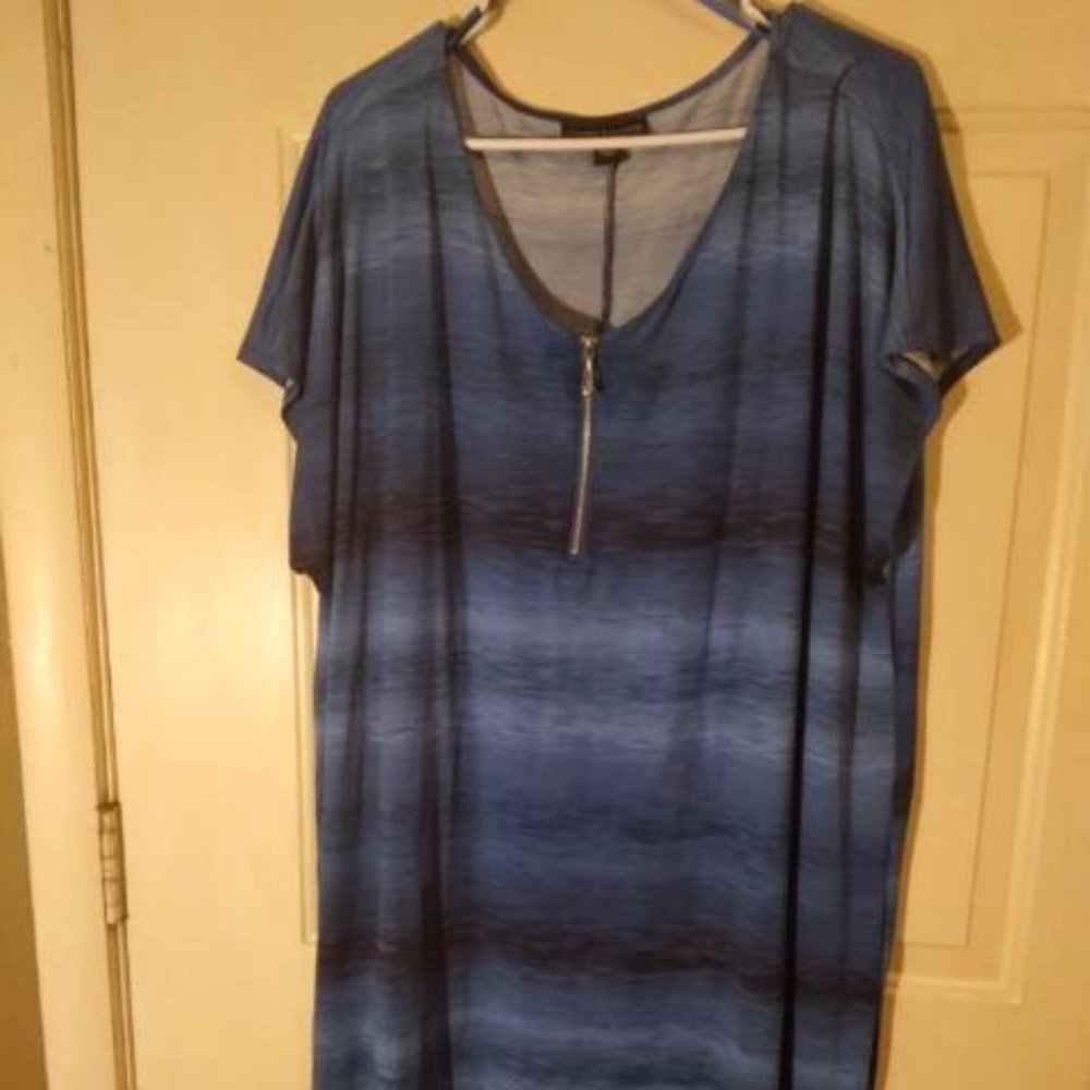 Donillo Boutique Blue Base Dress with Gray/Black Size 3XL-Excellent Condition